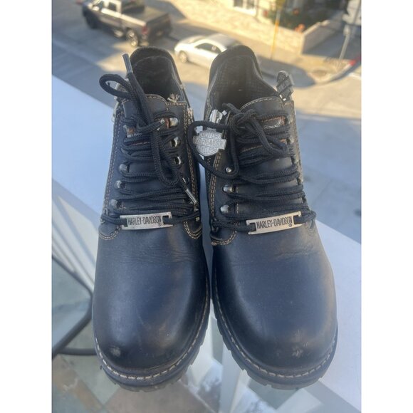 Vintage Harley-Davidson leather lace side zip lug sole boots sz 7 biker - Picture 13 of 16